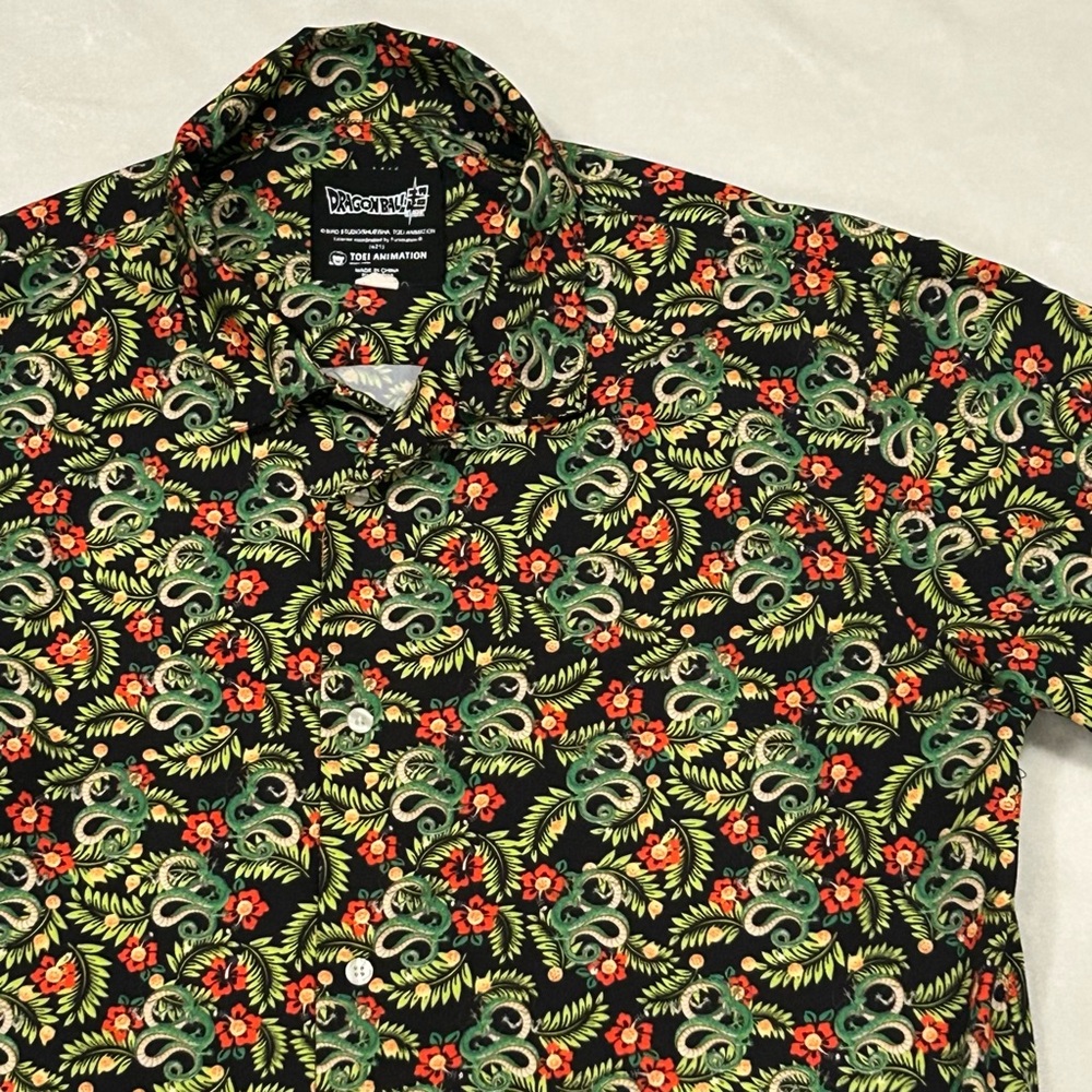 Dragon Ball Z shirt button down print menβs short-sleeve Hawaiian black green